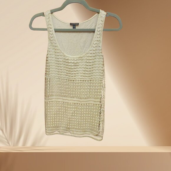 Express Cream Crochet Overlay Tank Top | Size S - Picture 1 of 4